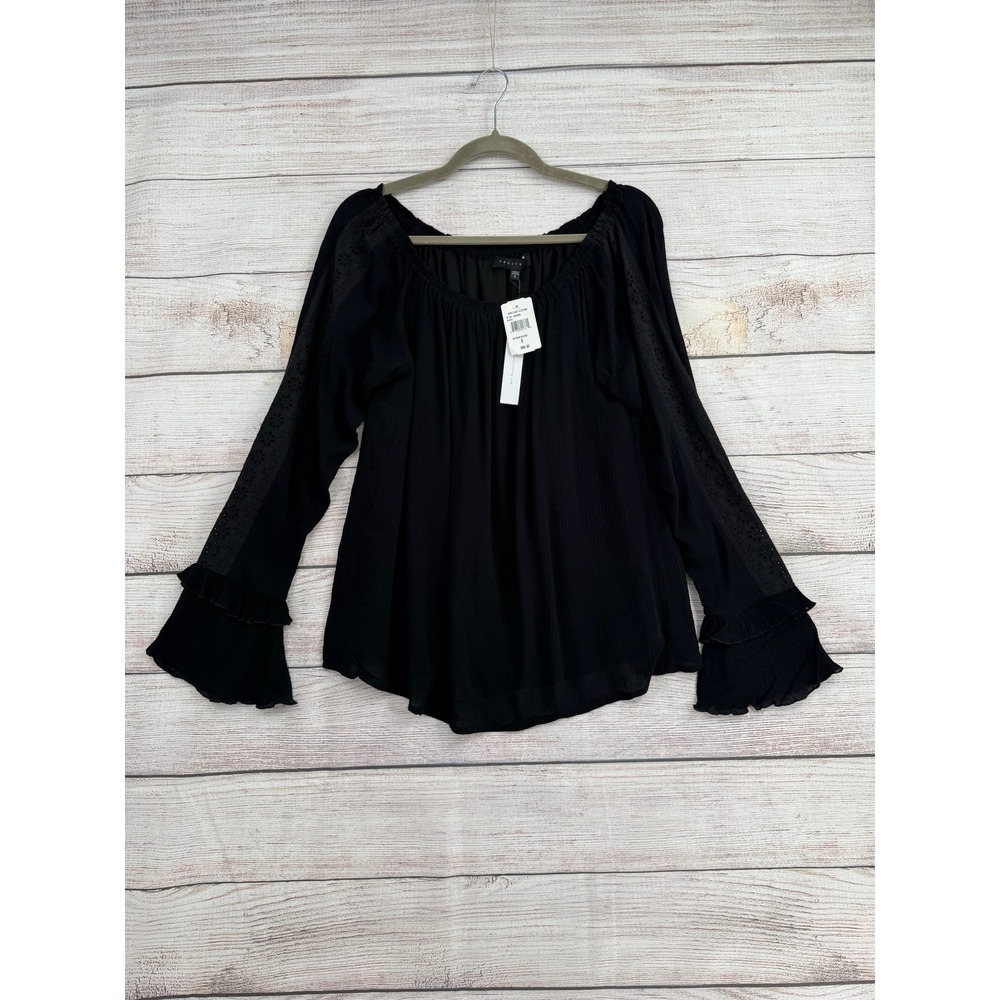 Sanctuary Artisan Blouse Women S Black Eyelet Ruffle Sleeve B1189-WS326N